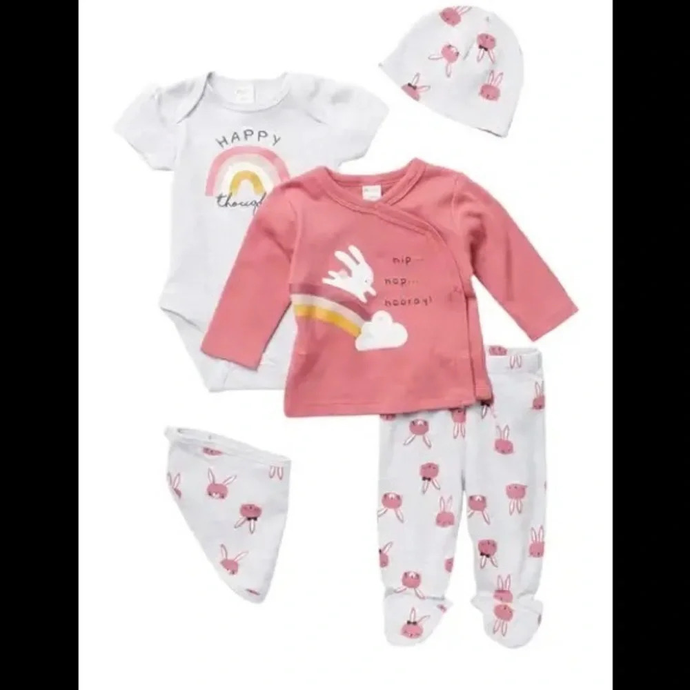 PETIT LEM 5-Piece Happy Thoughts Footie Set